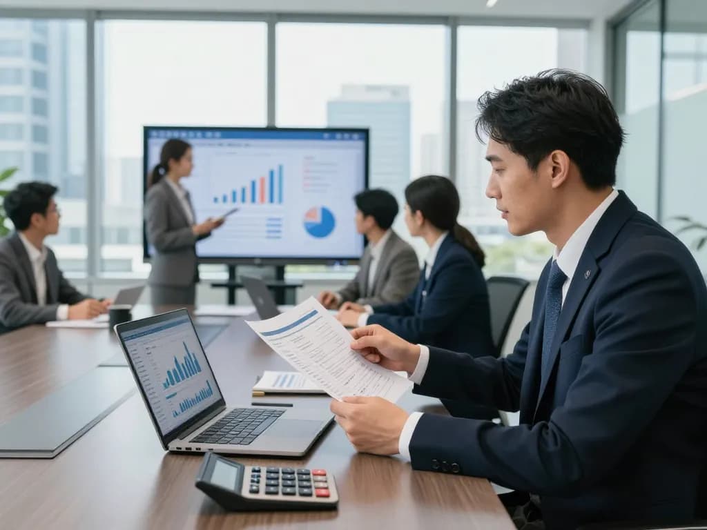 Chartered accountant reviewing financial reports, browse around this site for effective business solutions
