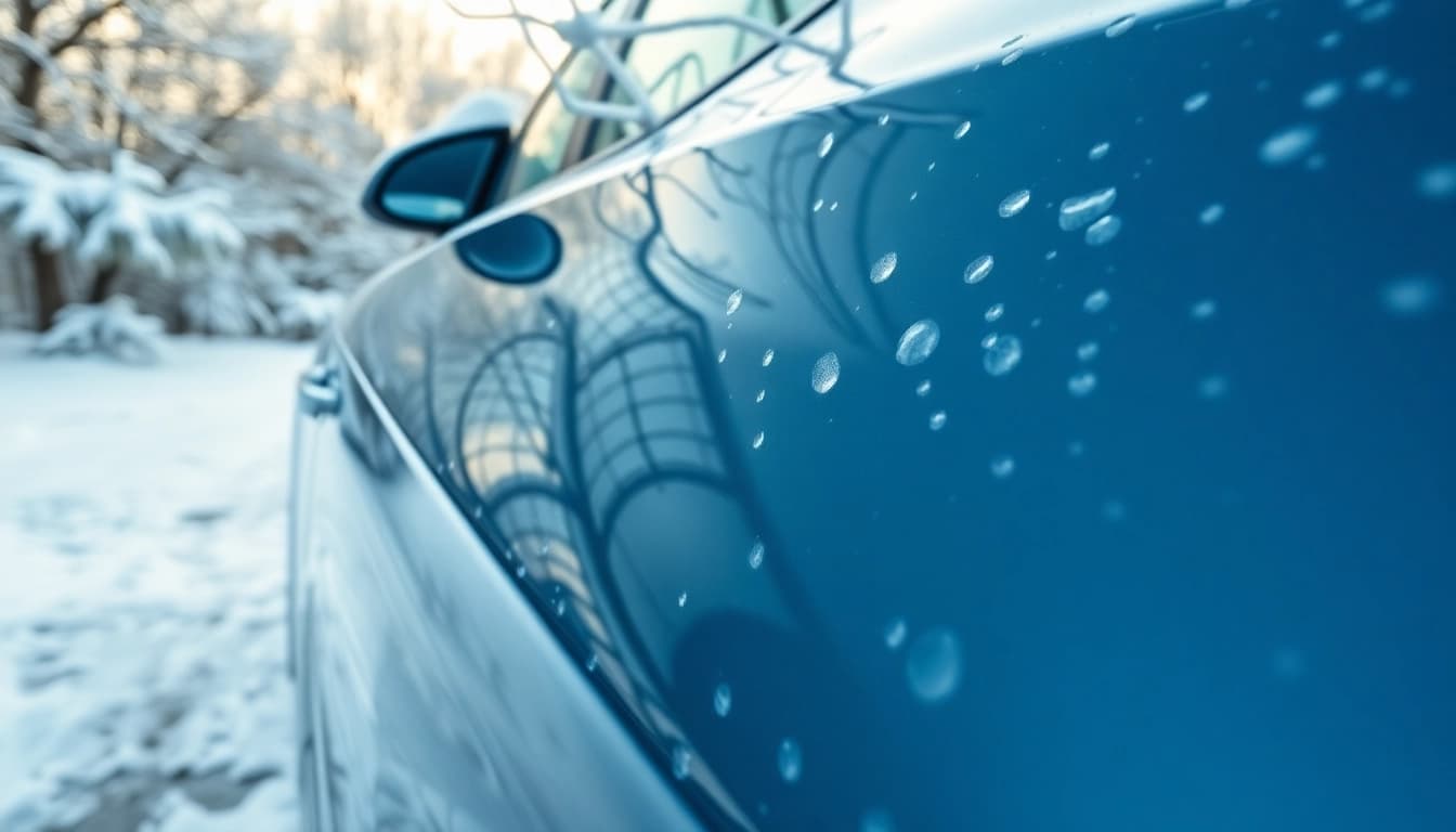 Enhance your winter car protection Chattanooga with a detailed view of a winterized vehicle amidst snow.
