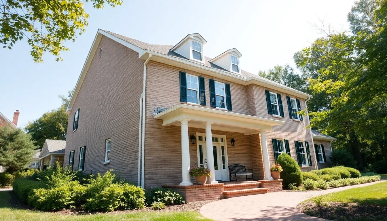 Showcasing colonial home construction with elegant architecture and lush surroundings.