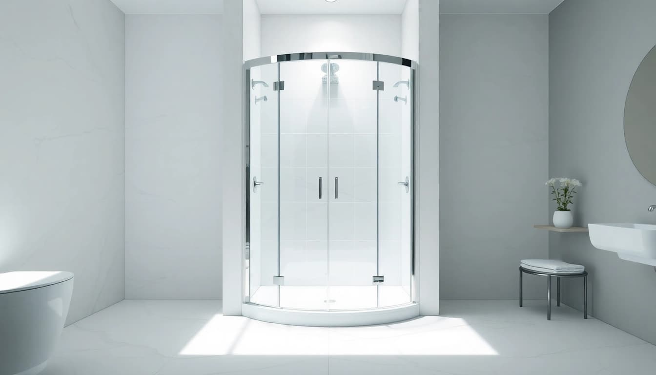 Duschkabine 80x80 mit elegantem Design in einem modernen Badezimmer.