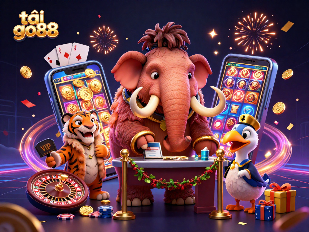 Experience the fun as you tải go88 for exciting games with a woolly mammoth casino bouncer and vibrant visuals.