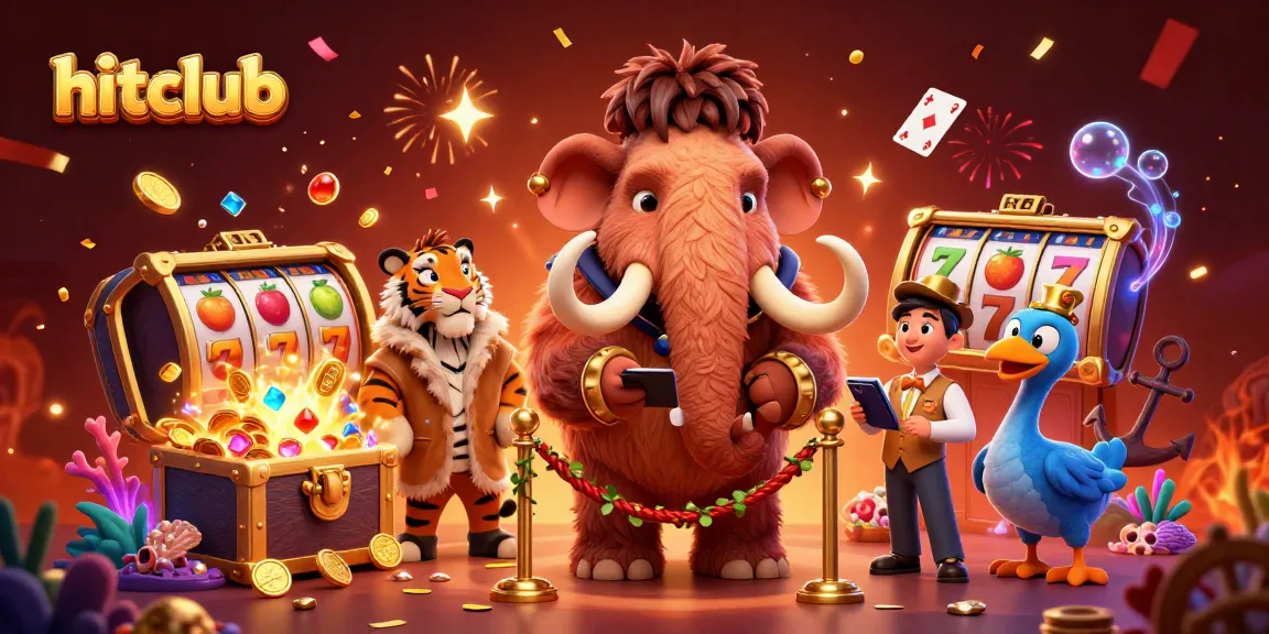 Check IDs at hitclub with a vibrant scene of a mammoth bouncer, a saber-tooth guest, and dynamic slot elements.