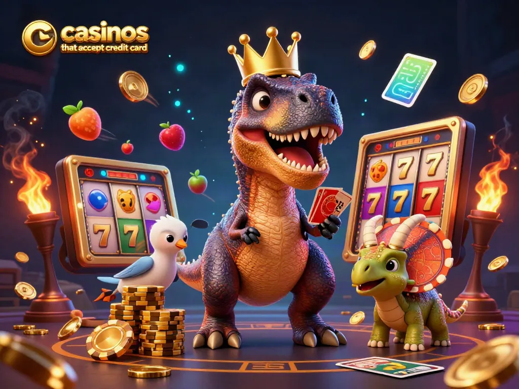 Experience excitement at casinos that accept credit card, featuring dynamic characters and vibrant game elements.