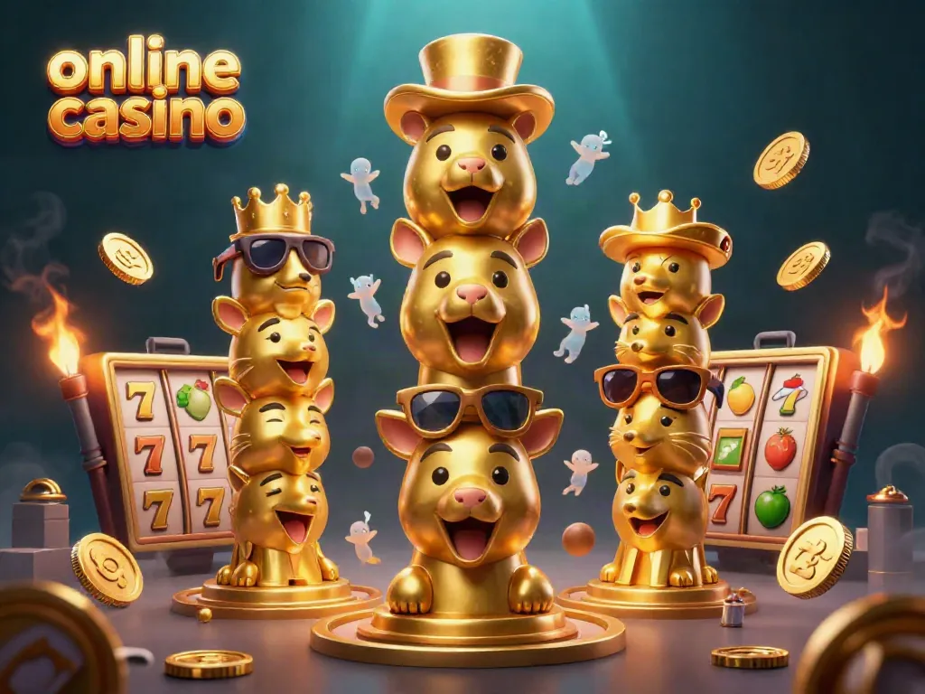 Experience the excitement of an online casino featuring dynamic 3D symbols and a golden totem.