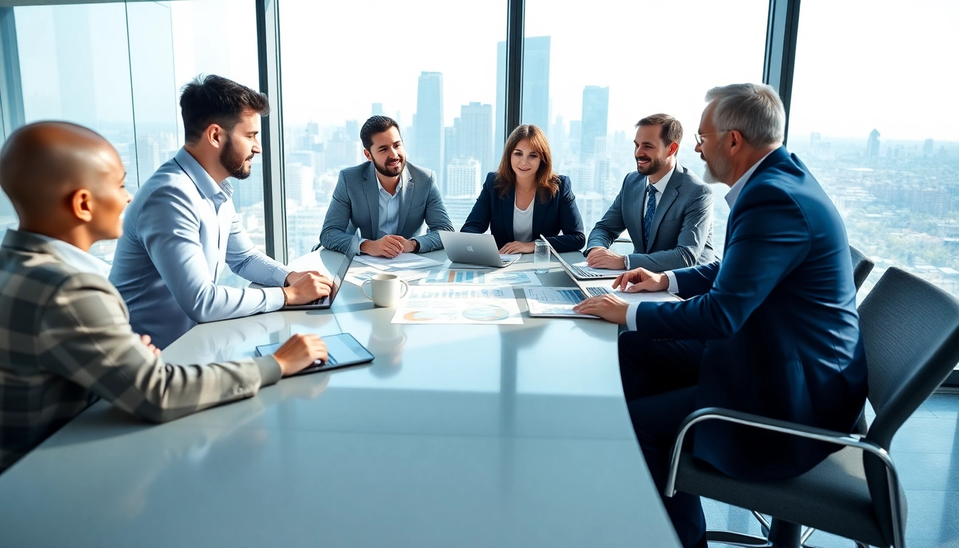 Quickplus Business Consultants collaborating in a modern office setting to strategize.