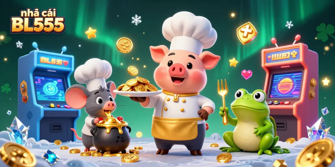 Bet big with nhà cái BL555 as a 3D chef pig serves gold coins and adventure awaits!