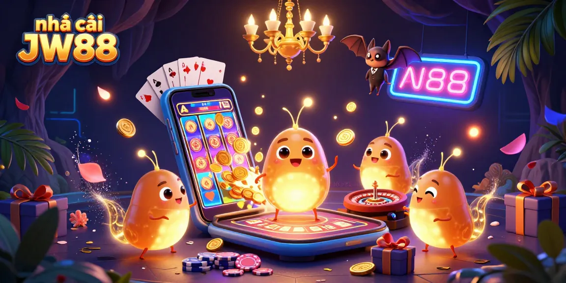 Play games at nhà cái JW88 in an enchanting cave illuminated by glowworms and a bat dealer.