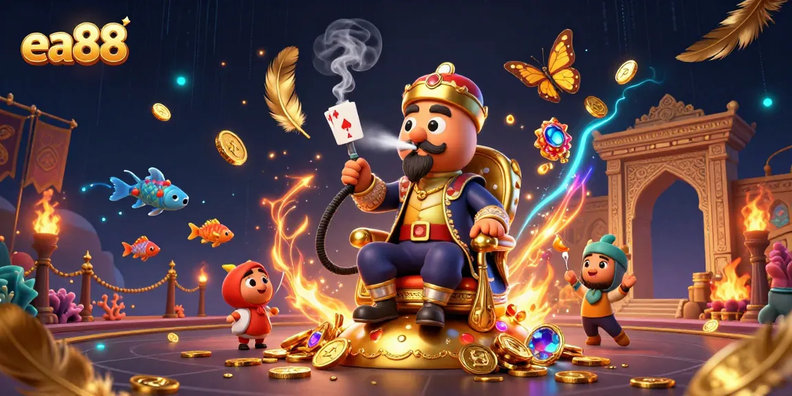 ea88 immersive gaming scene with a caterpillar hookah-master amidst dazzling casino action.