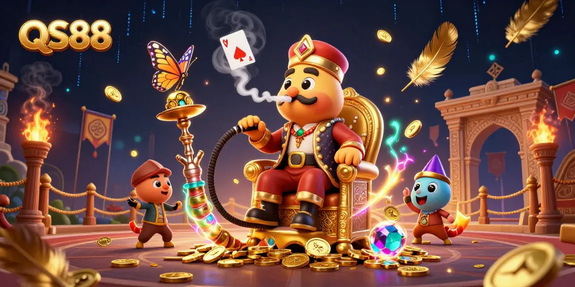 Experience the excitement of QS88 with a vibrant illustration showcasing a lively casino atmosphere.