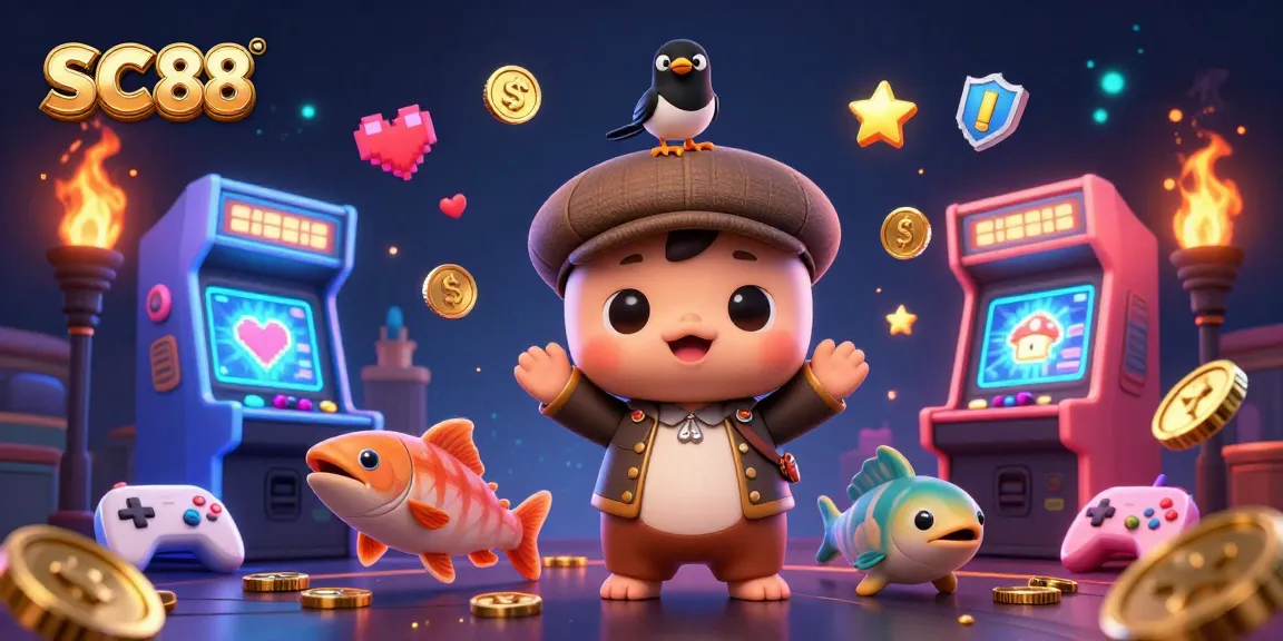 Experience thrills with SC 88 as cartoon characters interact with vibrant casino elements.