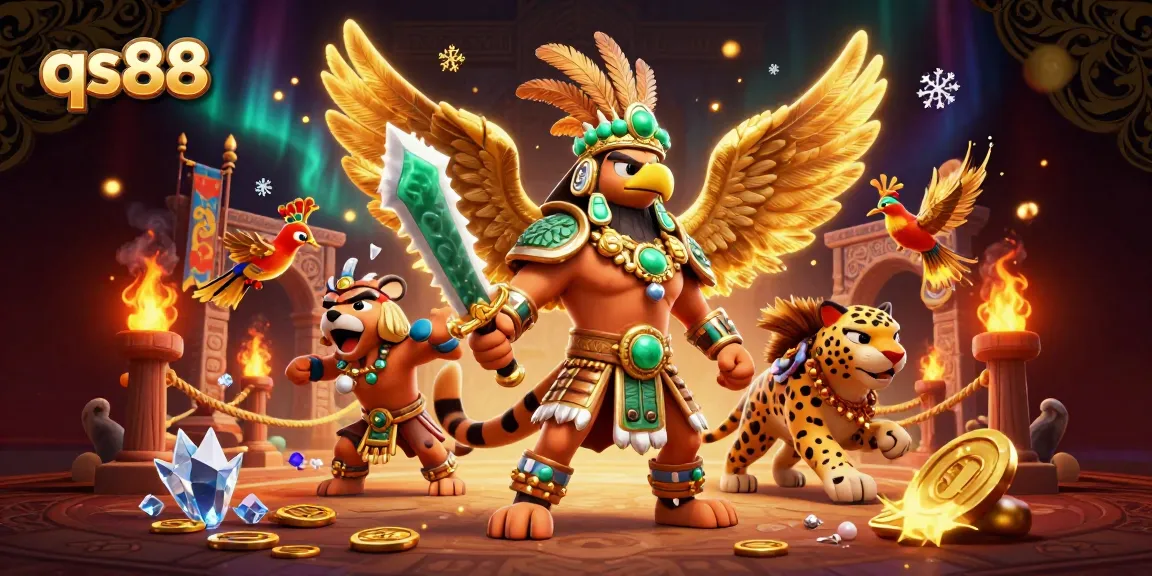 Experience high-stakes gaming at qs88 with a vibrant Aztec-inspired illustration showcasing thrilling elements.