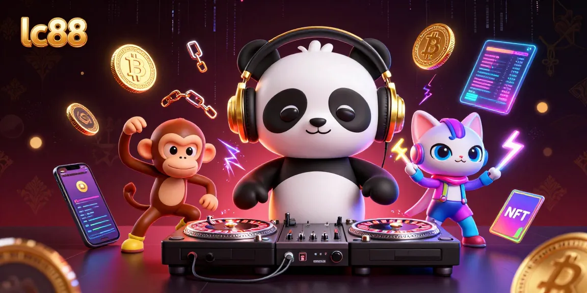 Experience thrilling gaming at lc88 with vibrant characters, crypto elements, and dynamic casino action.