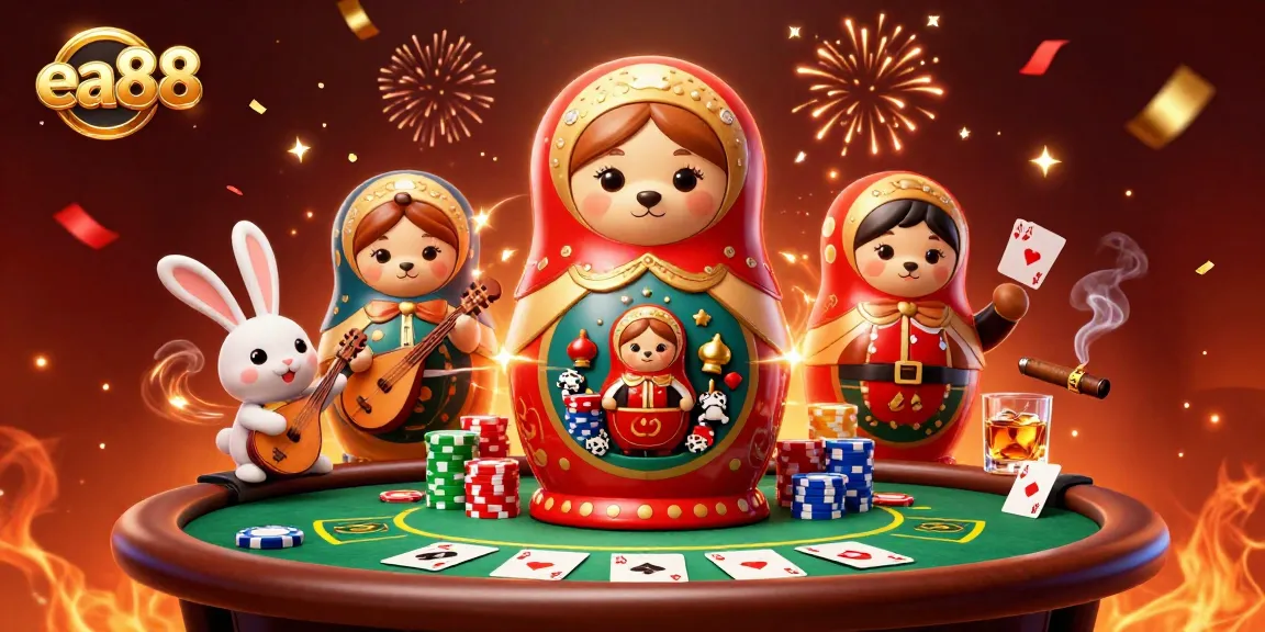 Experience thrilling gameplay with ea88 featuring unique bear characters in a lively casino scene.