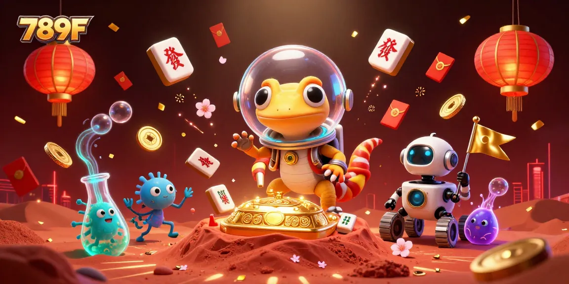 Play slots and enjoy casino adventures at 789F with vibrant Martian characters and casino elements.