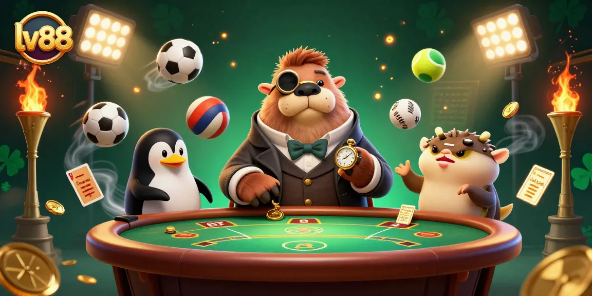 Experience thrilling poker action with lv88's underwater casino in this vibrant 3D illustration.
