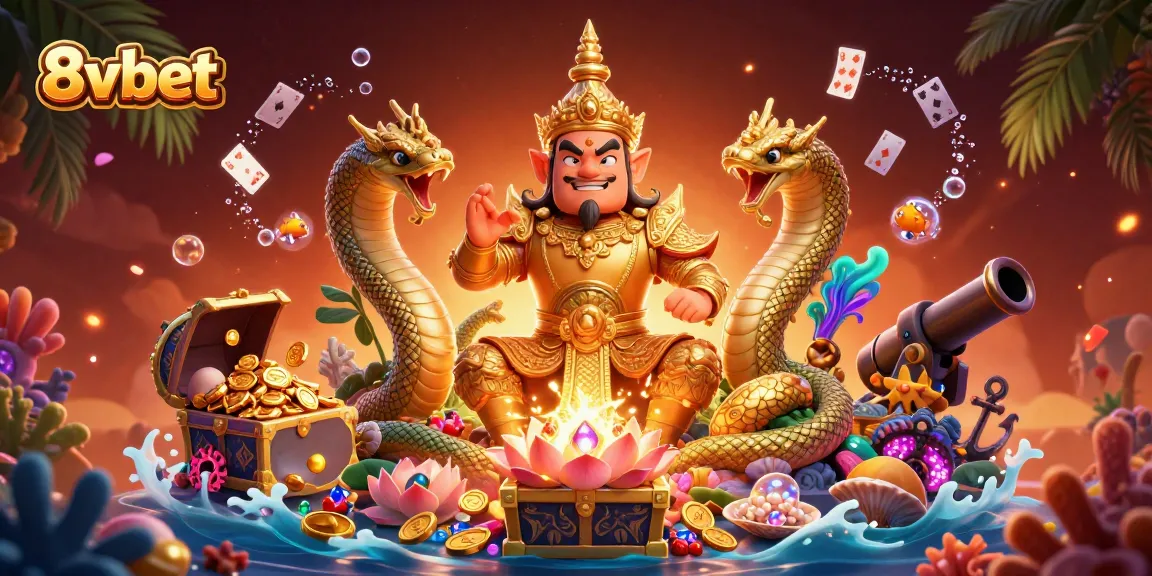 Engage with 8vbet's exciting casino scene featuring dynamic characters, treasure, and action.